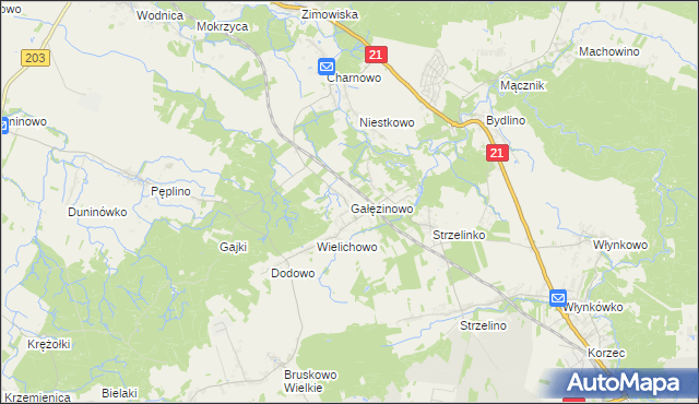 mapa Gałęzinowo, Gałęzinowo na mapie Targeo