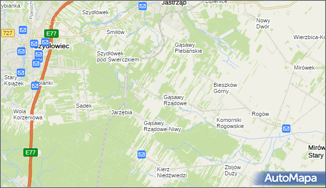 mapa Gąsawy Rządowe, Gąsawy Rządowe na mapie Targeo