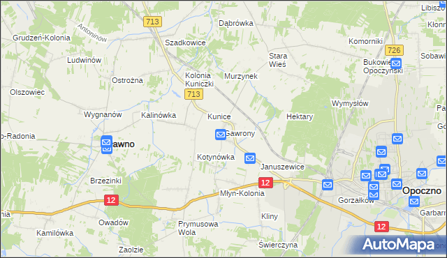 mapa Gawrony gmina Sławno, Gawrony gmina Sławno na mapie Targeo