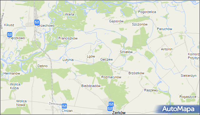 mapa Gęczew, Gęczew na mapie Targeo
