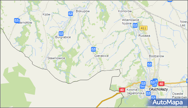 mapa Gierałcice gmina Głuchołazy, Gierałcice gmina Głuchołazy na mapie Targeo