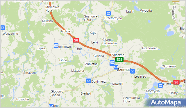 mapa Głazica, Głazica na mapie Targeo
