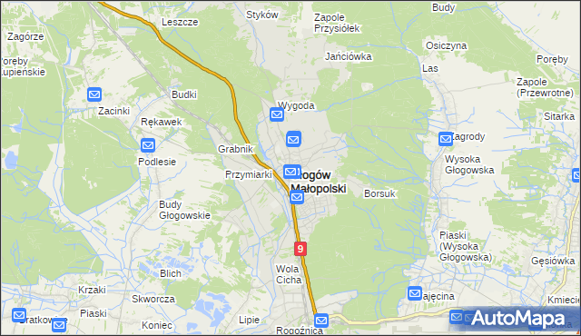mapa Głogów Małopolski, Głogów Małopolski na mapie Targeo