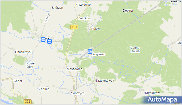 mapa Głogówko gmina Kotla, Głogówko gmina Kotla na mapie Targeo