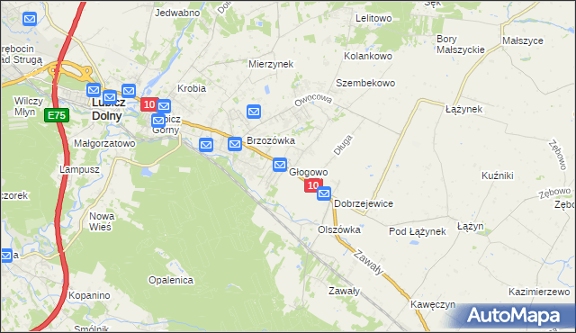 mapa Głogowo, Głogowo na mapie Targeo