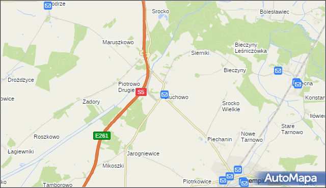 mapa Głuchowo gmina Czempiń, Głuchowo gmina Czempiń na mapie Targeo