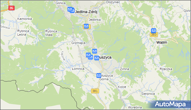 mapa Głuszyca powiat wałbrzyski, Głuszyca powiat wałbrzyski na mapie Targeo