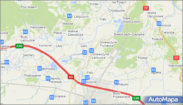 mapa Gniewczyna Łańcucka, Gniewczyna Łańcucka na mapie Targeo