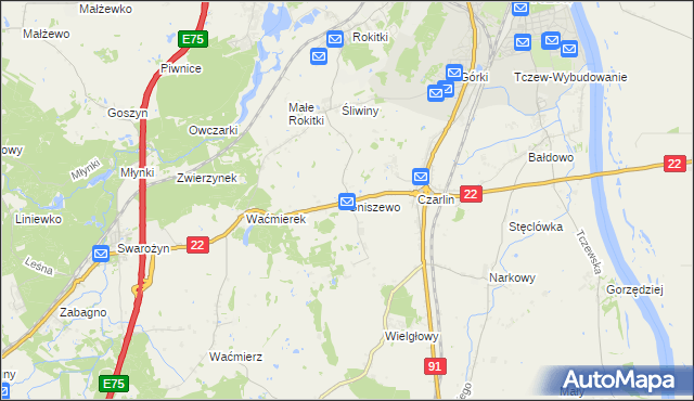 mapa Gniszewo, Gniszewo na mapie Targeo