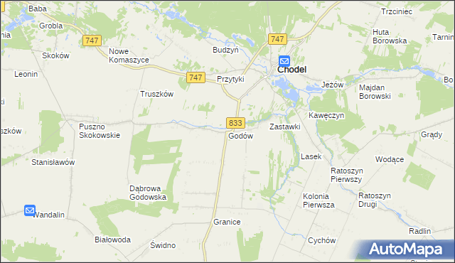 mapa Godów gmina Chodel, Godów gmina Chodel na mapie Targeo