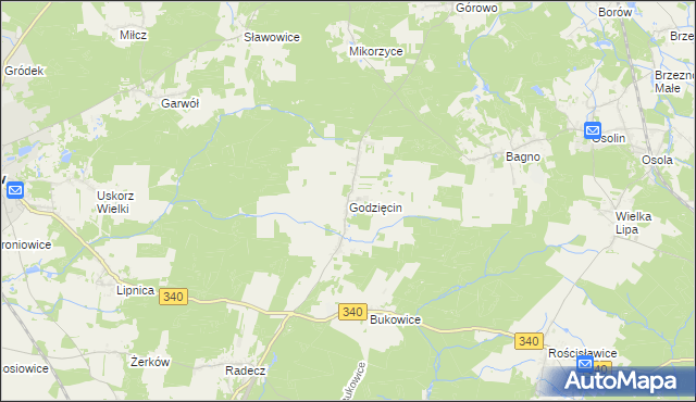 mapa Godzięcin, Godzięcin na mapie Targeo