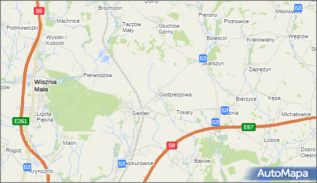 mapa Godzieszowa, Godzieszowa na mapie Targeo