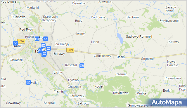 mapa Godziszewy, Godziszewy na mapie Targeo
