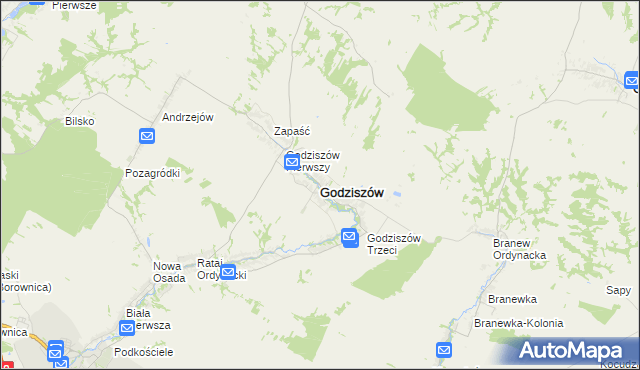 mapa Godziszów powiat janowski, Godziszów powiat janowski na mapie Targeo