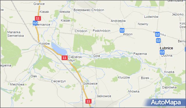 mapa Gola gmina Bolesławiec, Gola gmina Bolesławiec na mapie Targeo