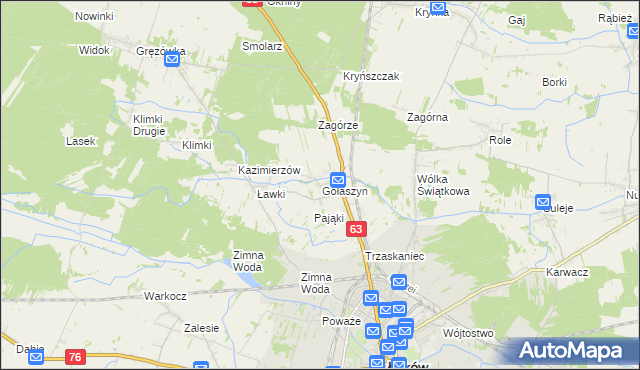 mapa Gołaszyn gmina Łuków, Gołaszyn gmina Łuków na mapie Targeo