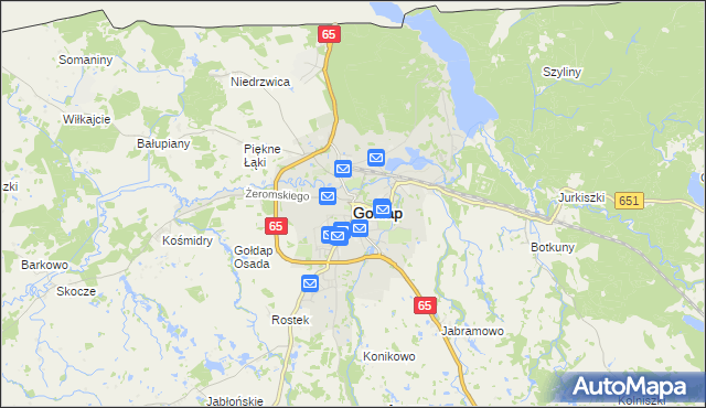 mapa Gołdap, Gołdap na mapie Targeo
