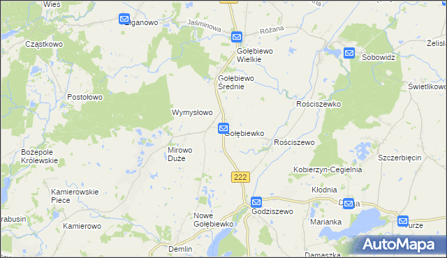 mapa Gołębiewko gmina Trąbki Wielkie, Gołębiewko gmina Trąbki Wielkie na mapie Targeo