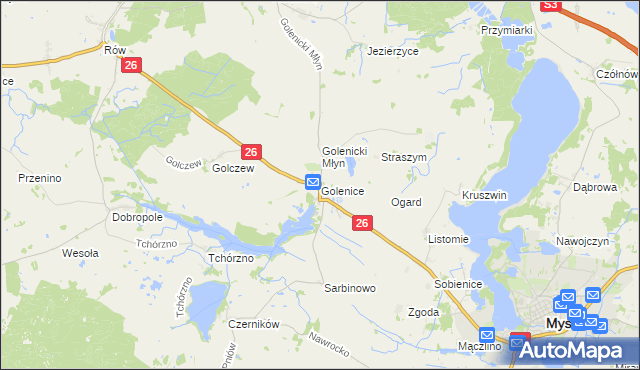 mapa Golenice, Golenice na mapie Targeo