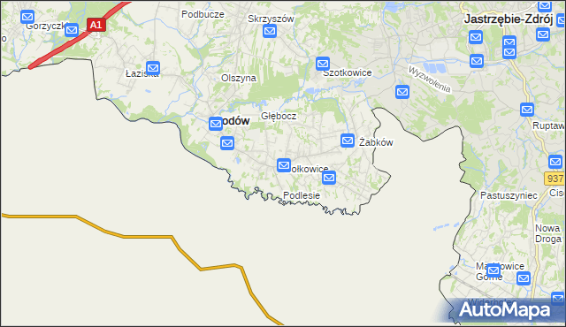 mapa Gołkowice gmina Godów, Gołkowice gmina Godów na mapie Targeo