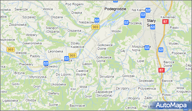 mapa Gołkowice Górne, Gołkowice Górne na mapie Targeo
