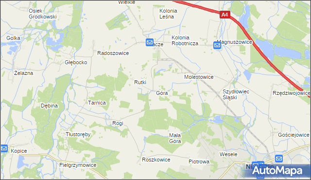 mapa Góra gmina Niemodlin, Góra gmina Niemodlin na mapie Targeo