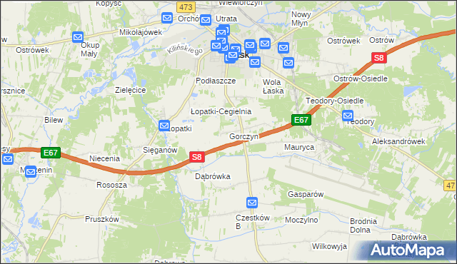 mapa Gorczyn, Gorczyn na mapie Targeo