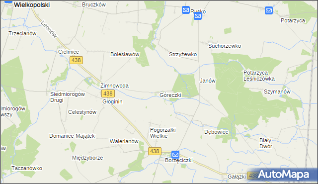 mapa Góreczki gmina Koźmin Wielkopolski, Góreczki gmina Koźmin Wielkopolski na mapie Targeo