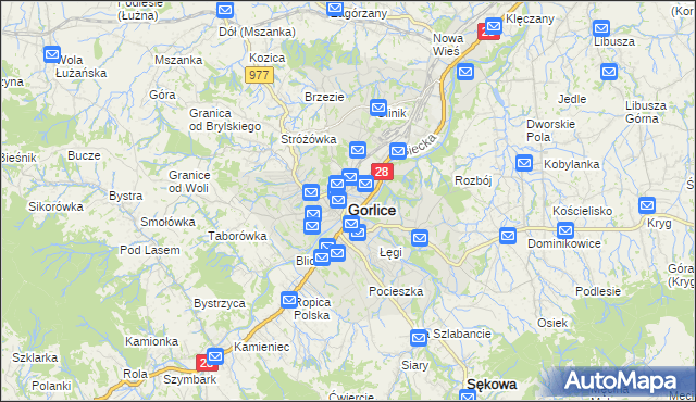 mapa Gorlic, Gorlice na mapie Targeo