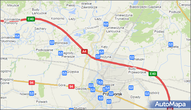 mapa Gorliczyna, Gorliczyna na mapie Targeo