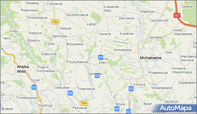 mapa Górna Wieś gmina Michałowice, Górna Wieś gmina Michałowice na mapie Targeo