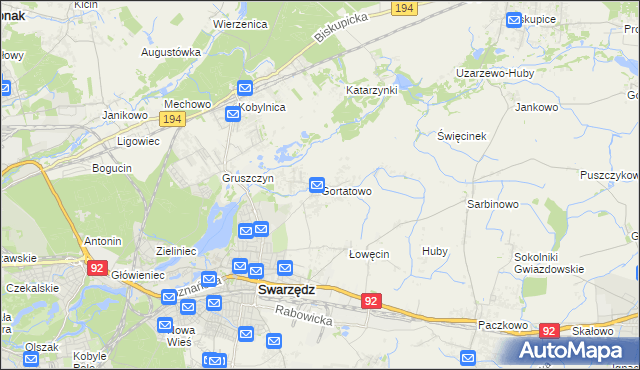 mapa Gortatowo gmina Swarzędz, Gortatowo gmina Swarzędz na mapie Targeo