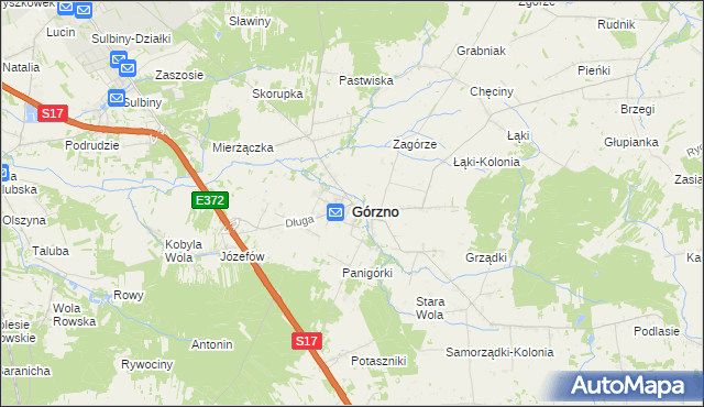 mapa Górzno powiat garwoliński, Górzno powiat garwoliński na mapie Targeo