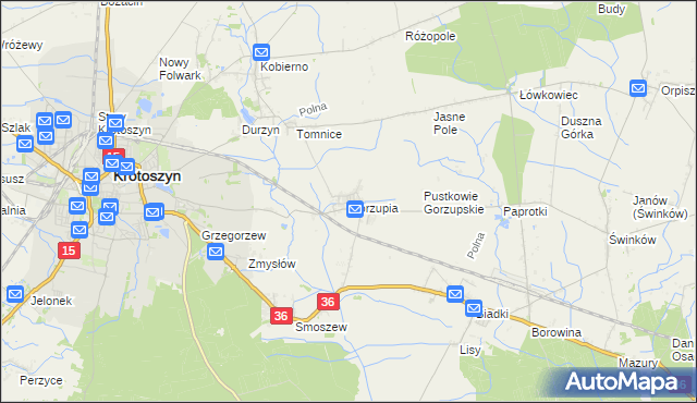 mapa Gorzupia gmina Krotoszyn, Gorzupia gmina Krotoszyn na mapie Targeo