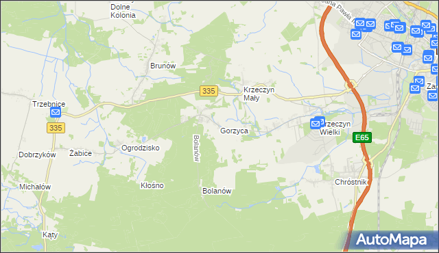 mapa Gorzyca gmina Lubin, Gorzyca gmina Lubin na mapie Targeo