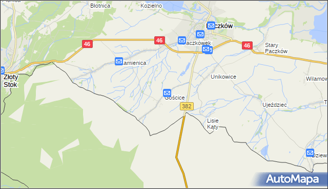 mapa Gościce, Gościce na mapie Targeo