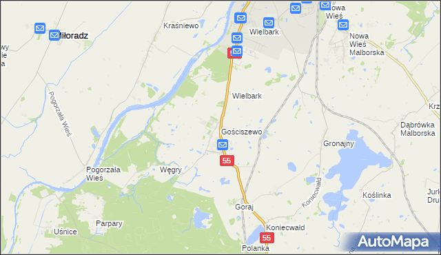 mapa Gościszewo, Gościszewo na mapie Targeo