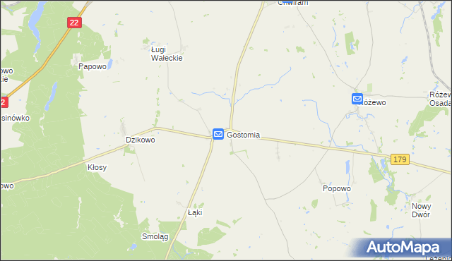 mapa Gostomia gmina Wałcz, Gostomia gmina Wałcz na mapie Targeo