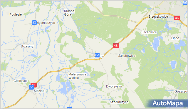 mapa Grabin gmina Niemodlin, Grabin gmina Niemodlin na mapie Targeo