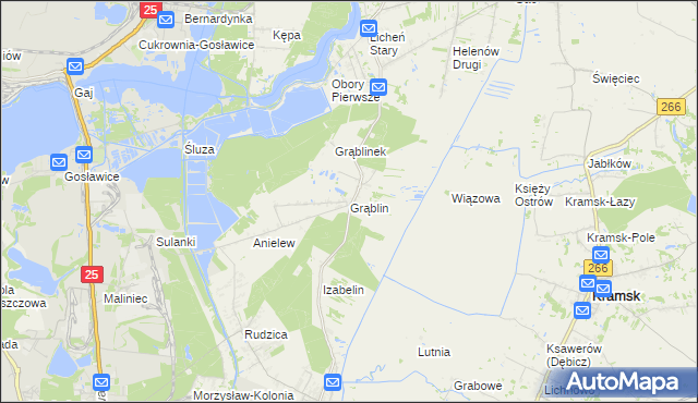 mapa Grąblin, Grąblin na mapie Targeo