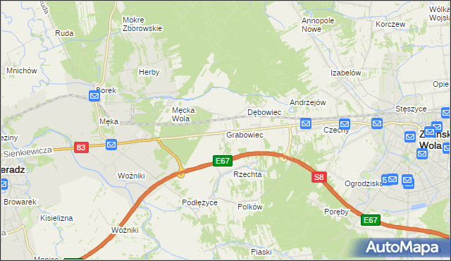 mapa Grabowiec gmina Sieradz, Grabowiec gmina Sieradz na mapie Targeo
