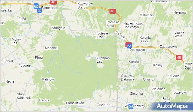 mapa Grabowy Las, Grabowy Las na mapie Targeo