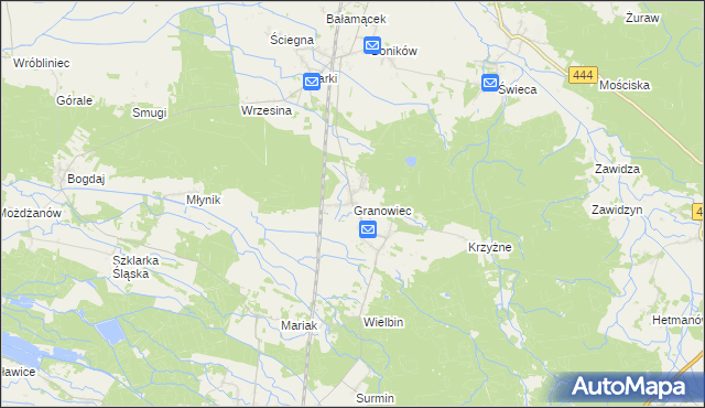 mapa Granowiec, Granowiec na mapie Targeo