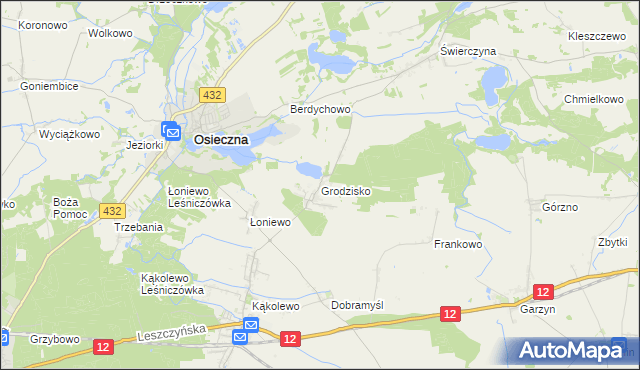 mapa Grodzisko gmina Osieczna, Grodzisko gmina Osieczna na mapie Targeo