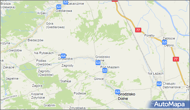 mapa Grodzisko Górne, Grodzisko Górne na mapie Targeo