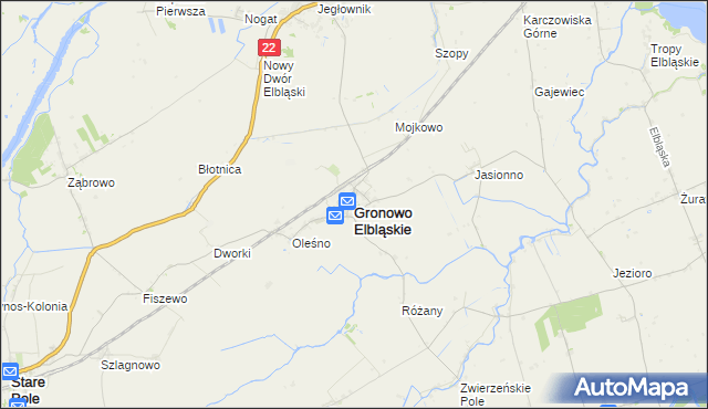 mapa Gronowo Elbląskie, Gronowo Elbląskie na mapie Targeo