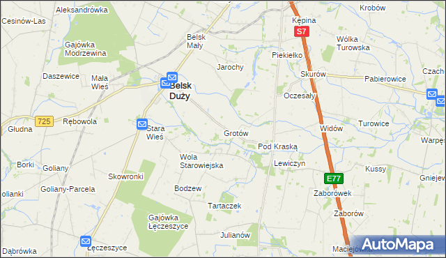 mapa Grotów gmina Belsk Duży, Grotów gmina Belsk Duży na mapie Targeo