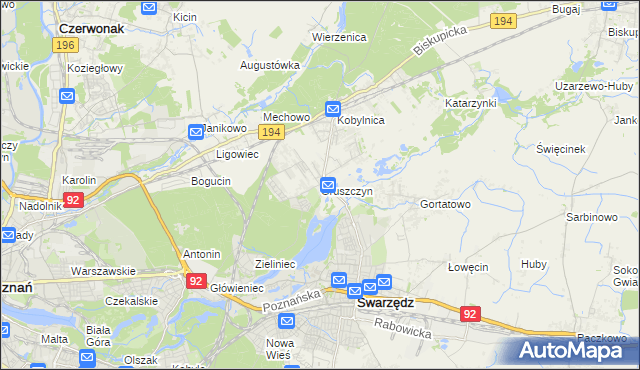 mapa Gruszczyn gmina Swarzędz, Gruszczyn gmina Swarzędz na mapie Targeo
