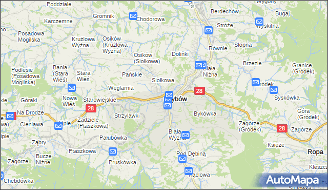 mapa Grybów, Grybów na mapie Targeo