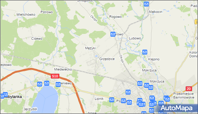 mapa Grzędzice, Grzędzice na mapie Targeo